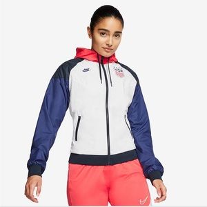 Nike Women’s USA 2020 Windrunner Jacket - White/ Dark Obsidian/ Royal blue